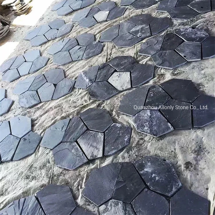 Natural Slate Ledge Stone Black Slate Flagstone for Outdoor Wall Decoration