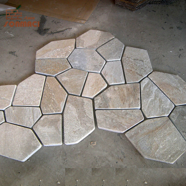Natural Flagstone Mat Mesh Stone Tiles