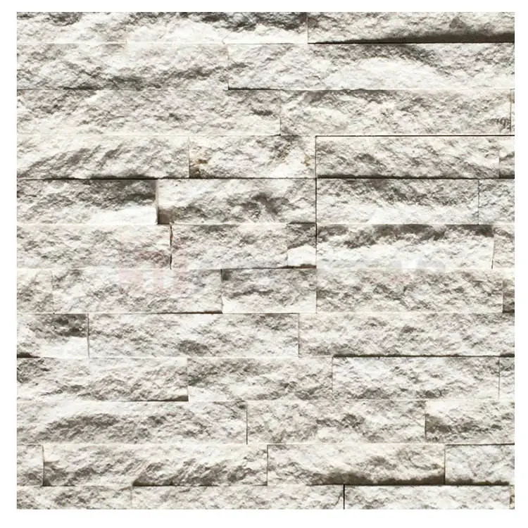 Interior Wall Decoration Ledge Stone Tile Stacked White Limestone