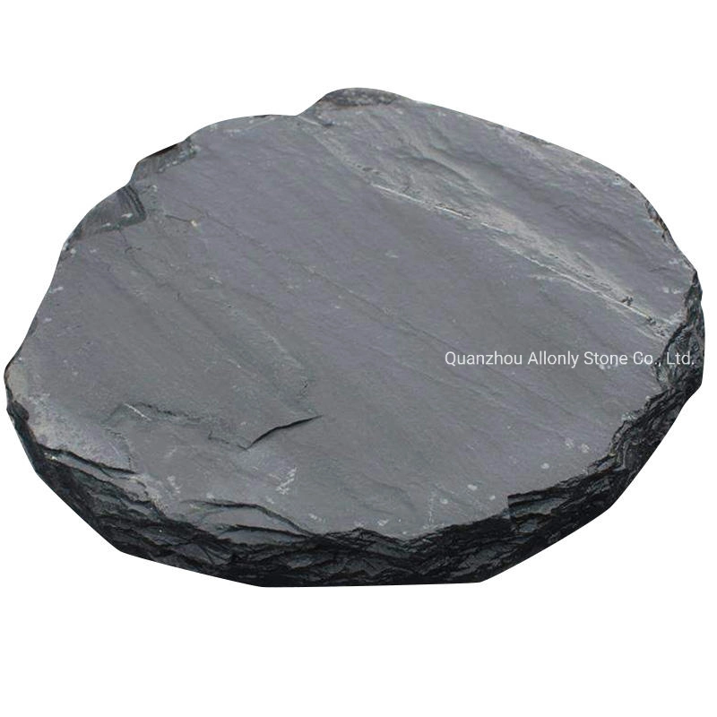 Natural Round Black Slate Stepping Stone for Garden Walkway