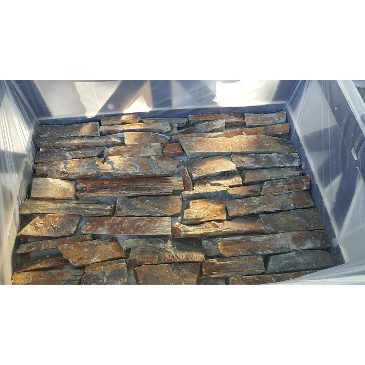 Charcoal Random Rustic Slate Stacked Ledge Decorative Stone for Walls