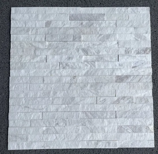 Stone veneer ledger panel White Marble Split Face Tiles for interior/outdoor/exterior bathroom/kitchen/lobby wall/background