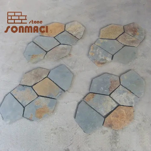 Natural Flagstone Mat Mesh Paving Stone Tile 