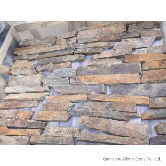 Charcoal Random Rustic Slate Stacked Ledge Decorative Stone for Walls