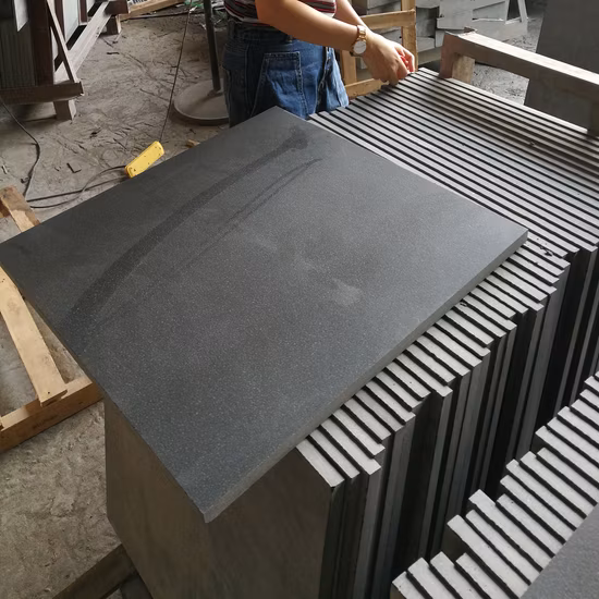 Mongolia Pure Black Stone Flamed Granite Tiles for Wall Floor Outdoor Paving