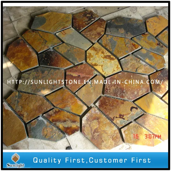 Natural Black Yellow Rusty Slate Flagstone for Garden Floor Walkway Paver Tiles 
