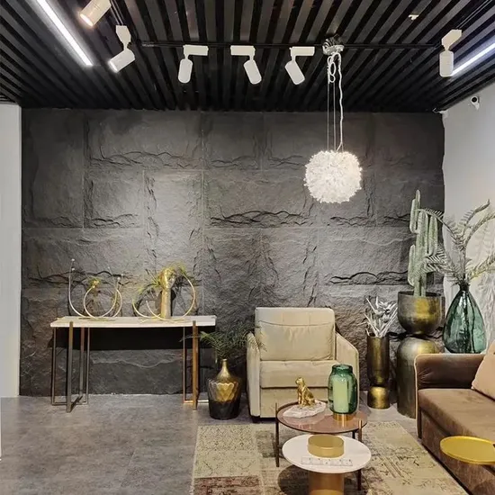 PU Faux Stone Wall Panel Cladding Veneer Artificial Polyurethane Stone Natural Mushroom Stone Panel for Interior Use 