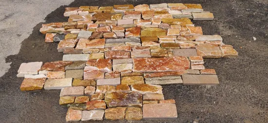 Rustic Yellow Slate Stacked Stone Tiles Cladding Thin Stone Flexible Stone Veneer for Sale 