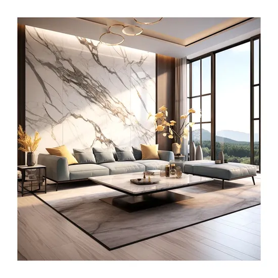 Flexible Home Decor Spc Stone Plastic UV Coating PVC Marble Wall Panel 