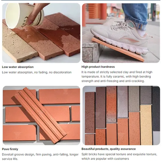 New Design Exterior Split Wall Clay Cladding Bricks 240*60mm Colorful Klinker Brick Style Split Face Slate External Wall Tiles for Wall Decoration 