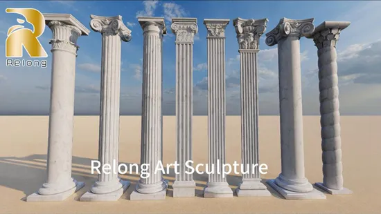 Factory Supplier High Quality Stone Building Pillar Hand Carved Marble Stone Roman Columns for Home Decoration 