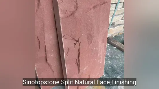 Sinotopstone Split Natural Face Finishing Red Sandstone Wall Floor Slab Tiles 
